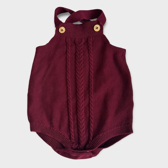 Cat & Jack Maroon Knit Romper Jumper | 18 mo - Picture 1 of 4